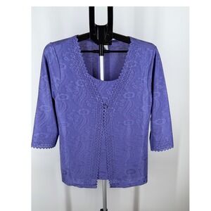 Pink Collection Purple Floral Jacquard Cardigan Tank‎ PL